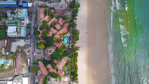 Aerial view of Patong beach, Phuket island and sea, Andaman ocean, Thailand.