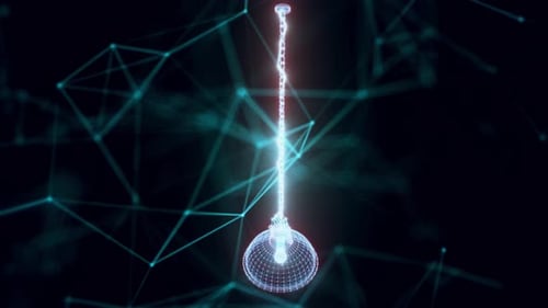 Industrial Lamp Metal Round Hologram Close Up 4k