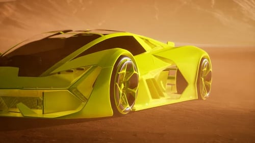 Supercar at Sunset in Desert