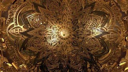 Elegant Golden Mandala Pattern Loop Background