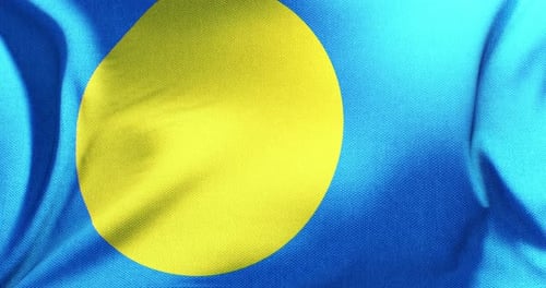 Palau National Flag Waving Realistic Fabric Animation
