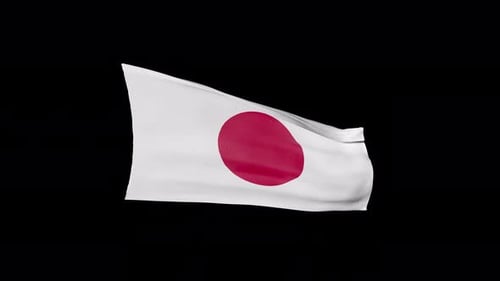 Waving Japan Flag Realistic 3D Animation