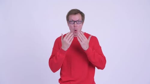 Man Reacting with Surprise and Amazement