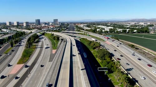 Aerial View of Highway Interchange and Junction in California.