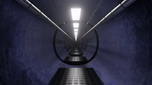 3D rendered visualisation of the interior of industrial service tunnel