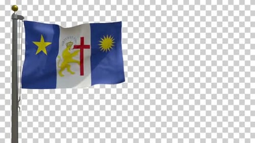 Recife City Flag (Brazil) on Flagpole with Alpha Channel - 4K