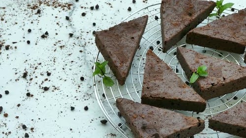 Triangular Brownies on Cooling Rack Overhead