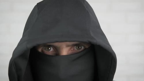 Hooded Figure, Eyes Visible, Close Up