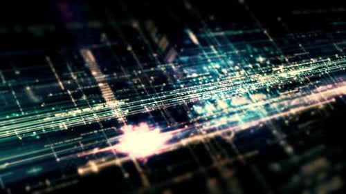 Futuristic Digital Grid Lines and Data Flow Background