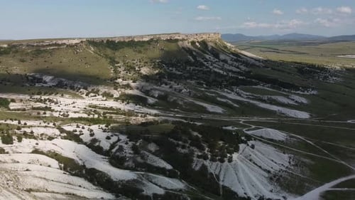 White Chalk Limestone Rock Against a Blue Sky Aerial View