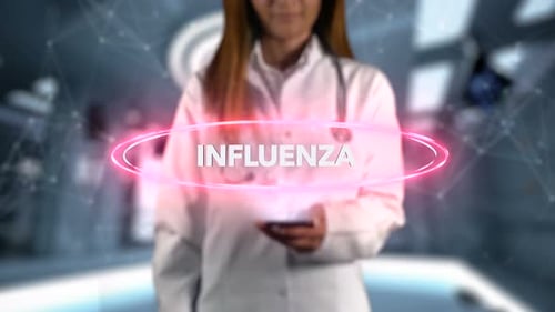 Ärztin Hologramm Wort Krankheit Influenza