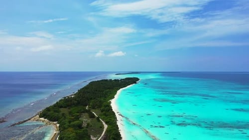 Aerial drone shot texture of paradise seashore beach holiday by blue sea with white sand background