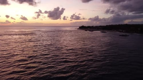 Aerial view on amazing sunrise over indian ocean
