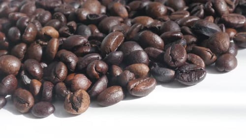 Roasted Coffee Beans on a White Surface