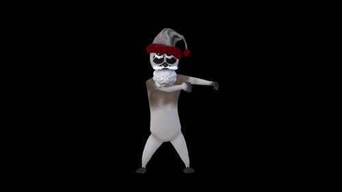 Dancing Cartoon Lemur in Santa Hat