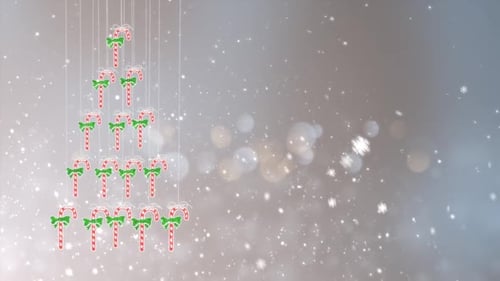 Animated Decorative Candy Cane Christmas Tree with Falling Snow