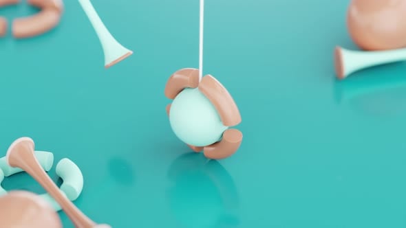 4k Video animation. Seamless loop of hanging objects swinging through a ...