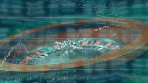 Animation of statistics data processing over roulette spinning