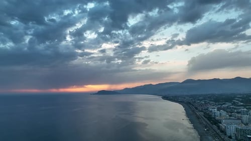 Background Textured Sea Sunset aerial view 4 K