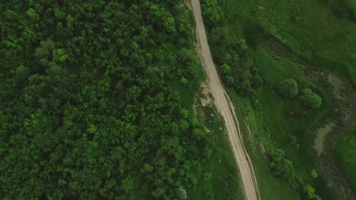 View From Above The Road Near The Forest