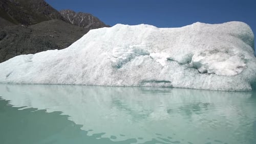 Tasman Glacier in Aoraki Mt Cook National Park, New Zealand.
