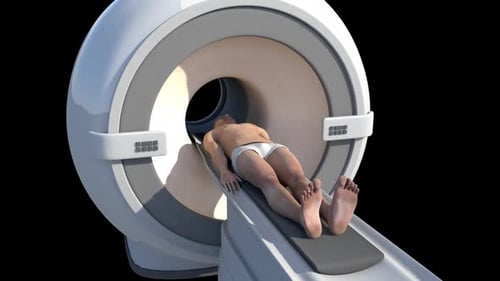 3D Animation of Patient Entering Medical MRI Scanner