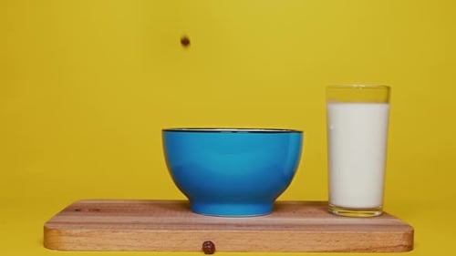 Cereal Poured into a Bowl with Milk