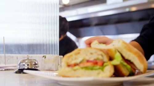 Delicious Sandwich on a Plate in Restaurant