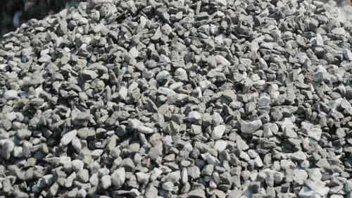 Large Mountain of Construction Rubble, Delivery of Building Materials and Construction of Roads