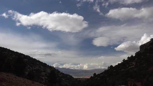 Clouds Over Forested Valley in Shade