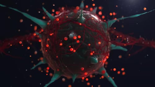 Microscopic View of an Infectious Virus Cell Animation