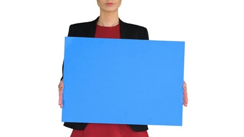 Woman Holding Sign for Business Presentation