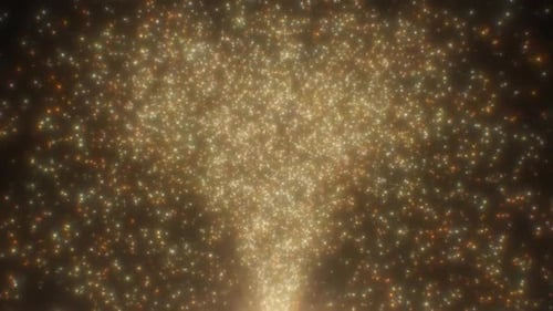 Beautiful Golden Particle Fountain of Glimmering Sparkle Shimmer Dust