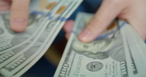 Man Counting Paper Dollar Banknotes. Usd Dollar Bills in Hands Close Up. Success and Wealth Business