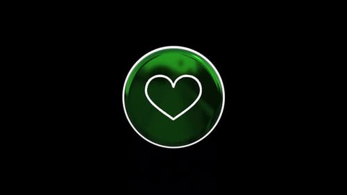 Rotating Glossy Green Heart Icon 3D Animation