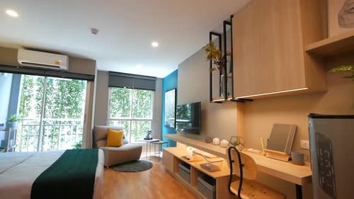 Modern Studio Apartment Interior with Natural Light