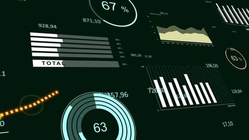 Stock Market Graphs and Diagrams Animation with Increasing and Growing Index