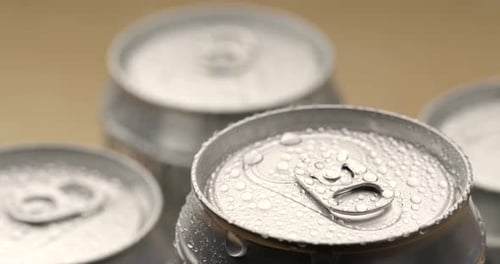 Soda Cans Close Up with Condensation