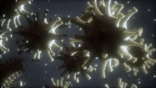 Animated Microscopic Viral Cells Floating in 3D Space