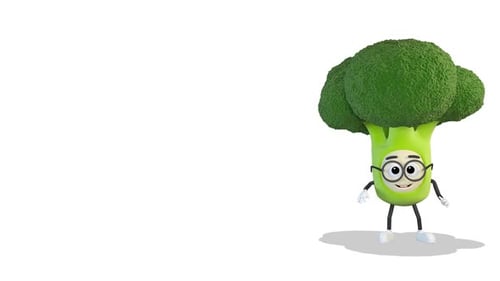 3D Animated Broccoli Character Walks and Waves