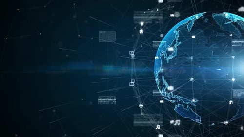 Animated Global Digital Network Communication Background
