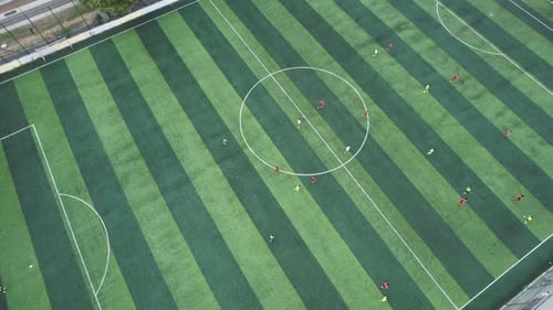 Aerial View of Soccer Game on Urban Field