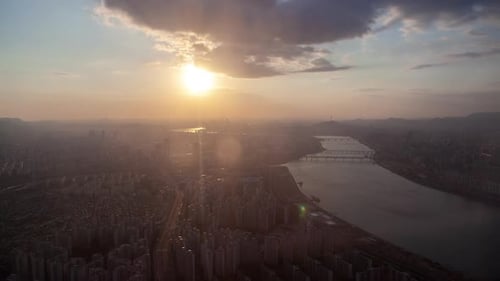 Seoul Cityscape in Early Korea Morning Timelapse