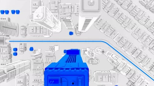 Smart city futuristic automated urban landscape