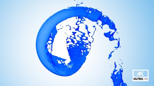 Dynamic Blue Liquid Arc and Splash Element