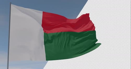 Realistic Waving National Flag Animation on Blue Sky