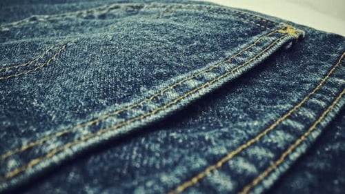Denim Fabric Close Up with Detailed Stitching