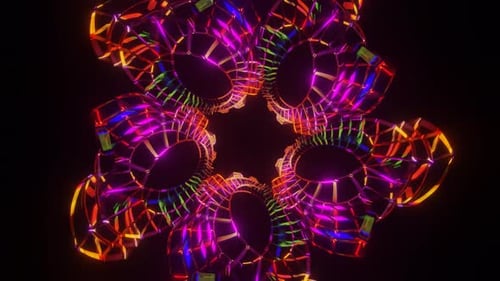 Psychedelische Kaleidoskop-Muster Animation Geometrischer bunter Hintergrund