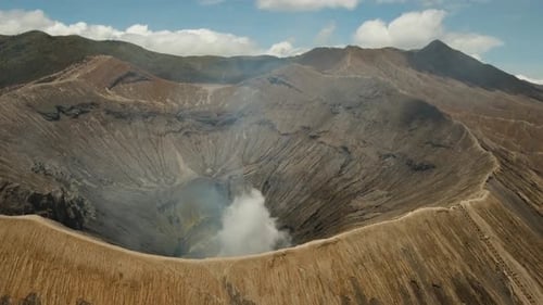 Active Volcano with a Crater. Gunung Bromo, Jawa, Indonesia.