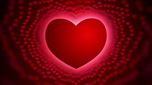 Animated Red Heart Background with Looping Glowing Hearts